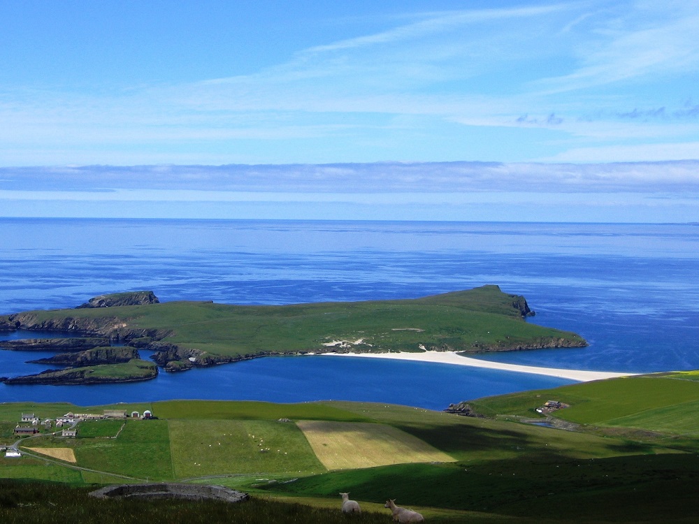 St Ninian’s Isle tombolo from the Ward of Scousburgh, Shetland.