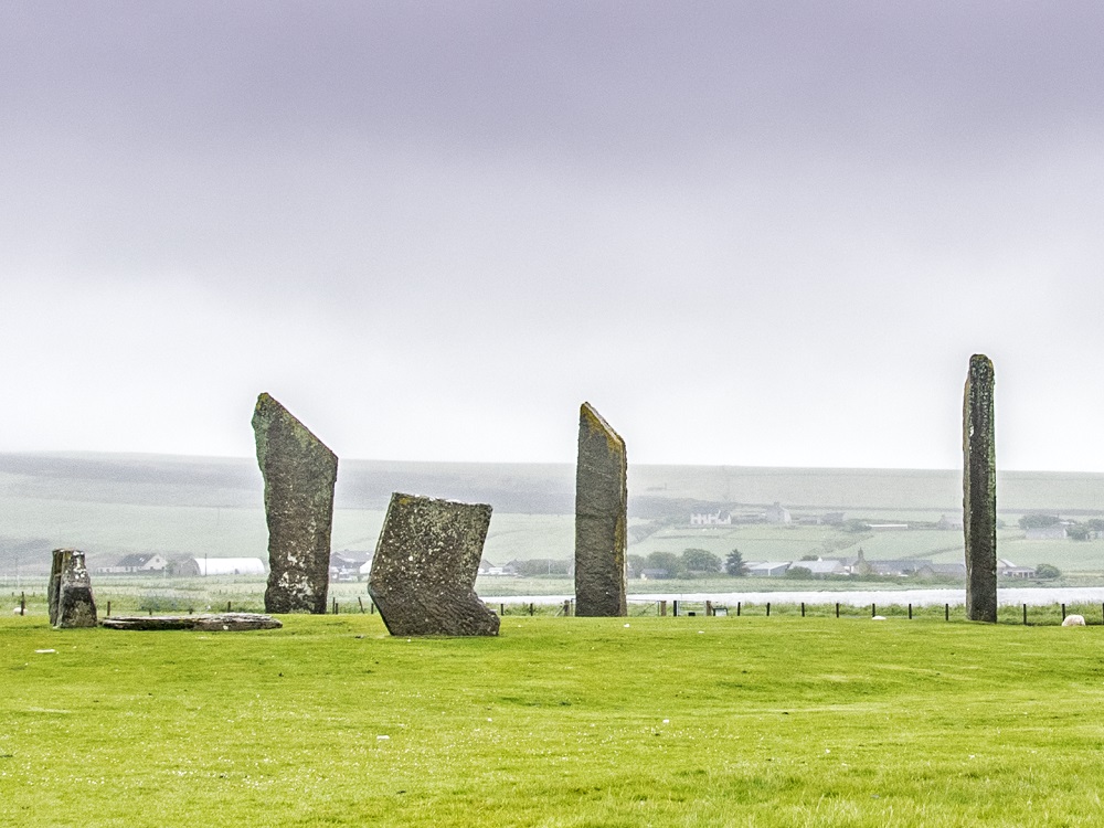 Standing stones of Stenness, Orkney, utilising the local thinly bedded flagstones.
