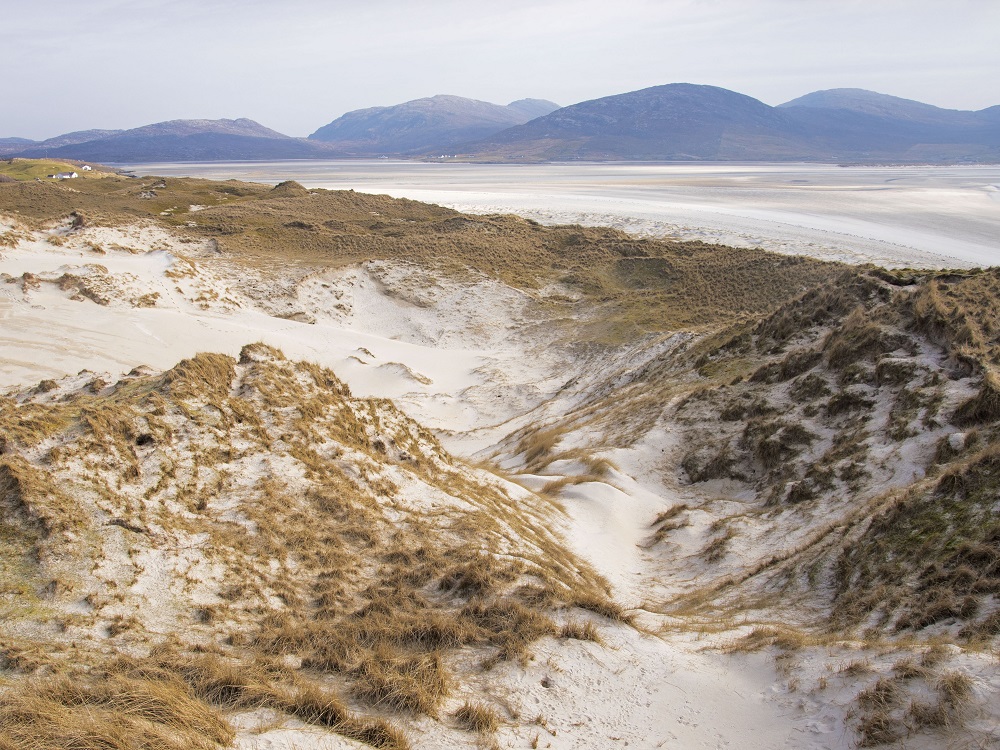 Sand dunes and blowthrough at Luskentyre.
