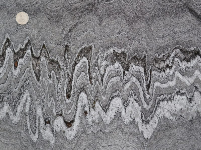Folded Moine metamorphic rocks on the shores of Loch Monar.