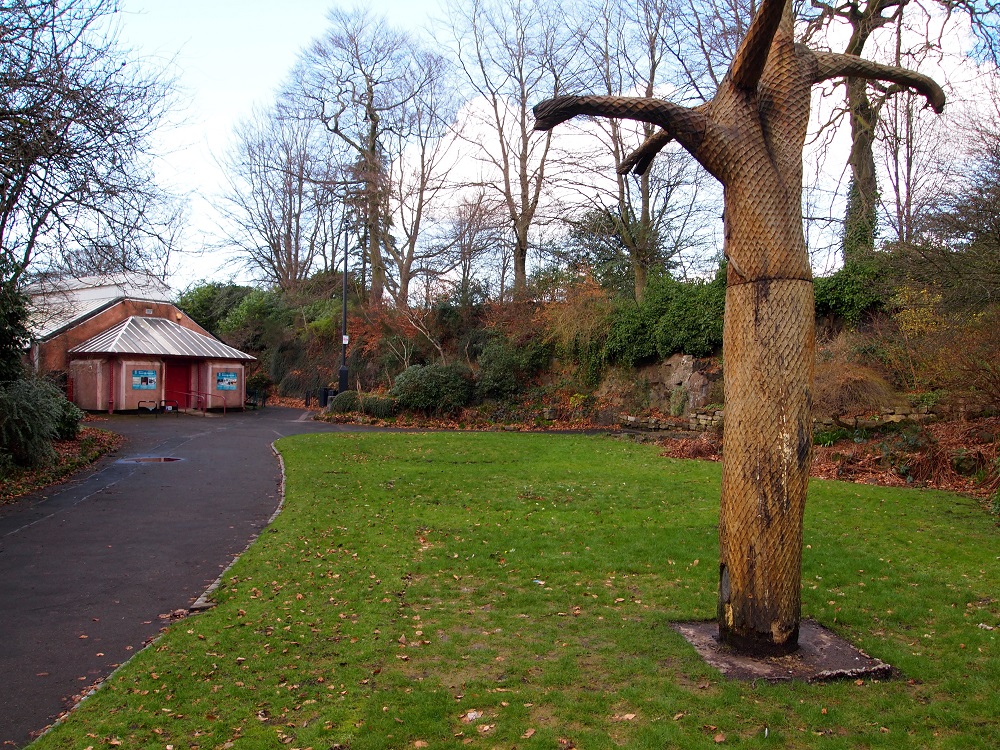 The Fossil House and Lycopod sculpture Fossil Grove, Glasgow.