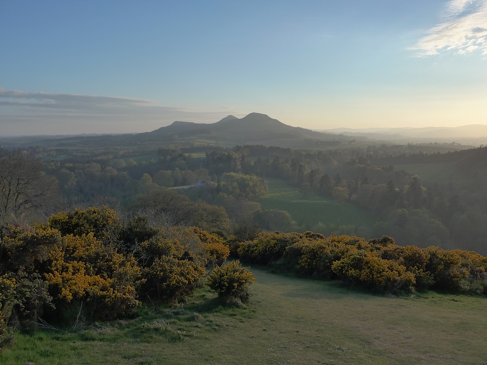 The Eildon Hills and Tweed Valley looking south-west from Scott’s View at Bemersyde.